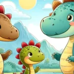 Tres dinosaurios sonriendo